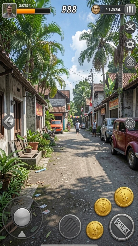 Karakter utama siap untuk melawan musuh.